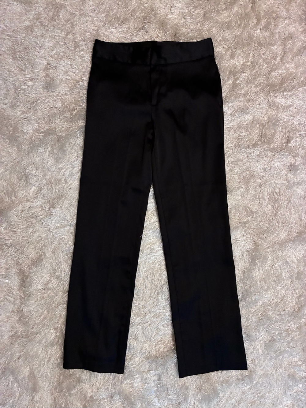 A. Byer Black Satin Straight-Leg Dress Trousers Vintage